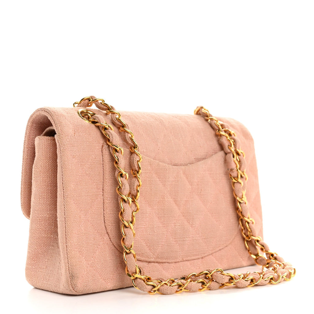 Canvas Quilted Small Double Flap Light Pink wholesalehk.shop