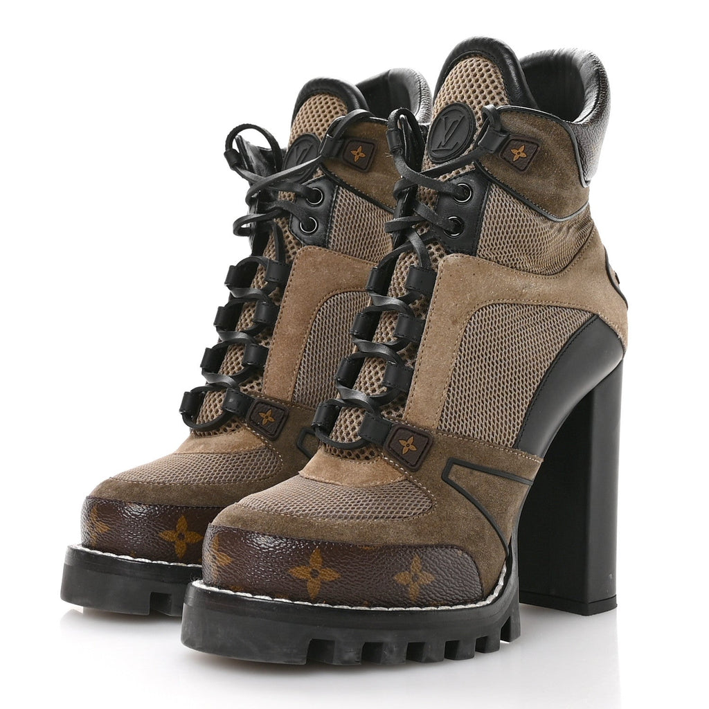 Suede Calfskin Monogram Star Trail Ankle Boots 38.5 Khaki £¨ Direct shipment via from wholesalehk.shop