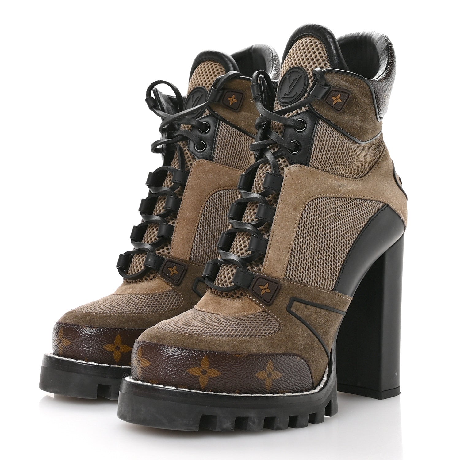 Suede Calfskin Monogram Star Trail Ankle Boots 38.5 Khaki £¨ Direct shipment via from wholesalehk.shop