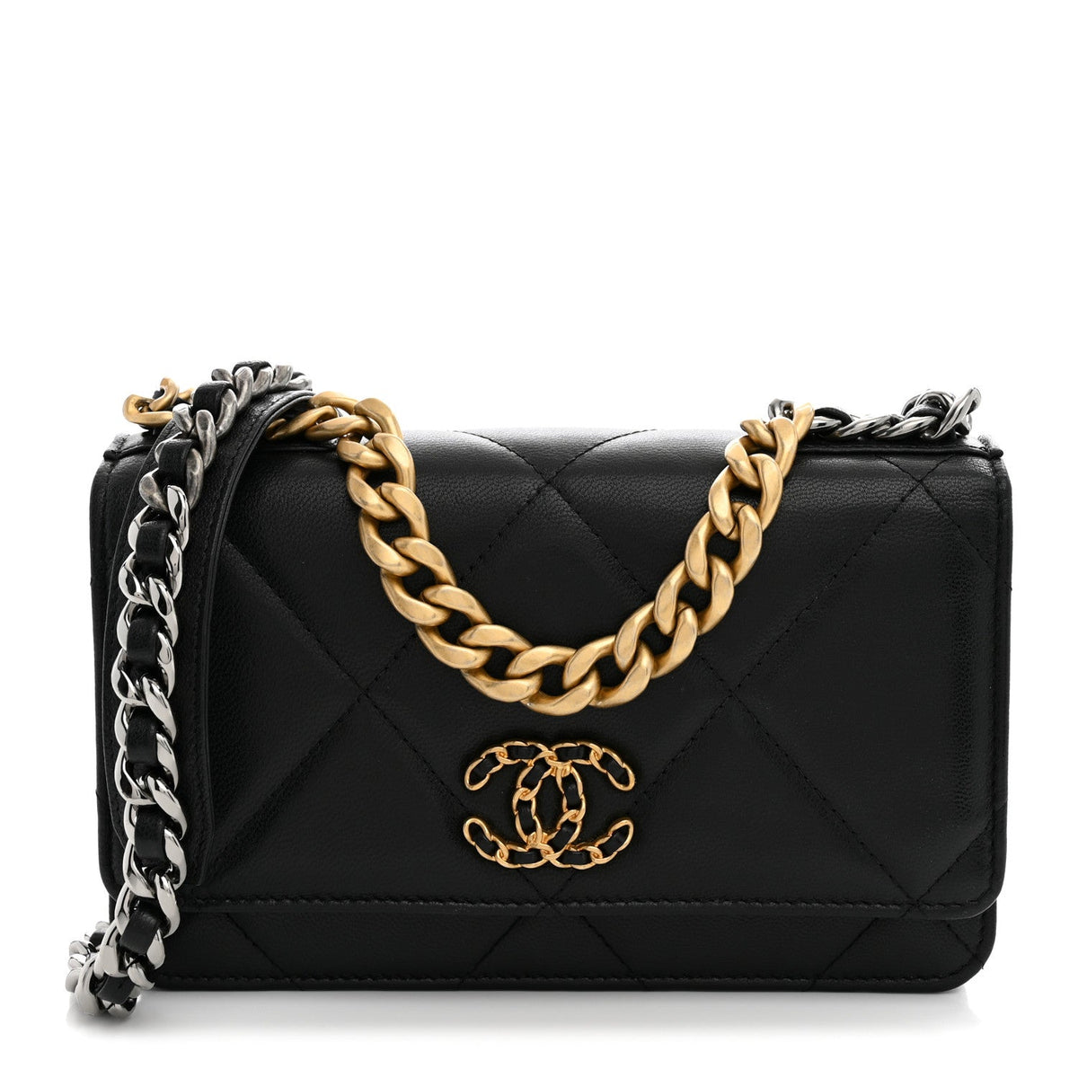 Lambskin Quilted Chanel 19 Wallet On Chain WOC Black wholesalehk.shop