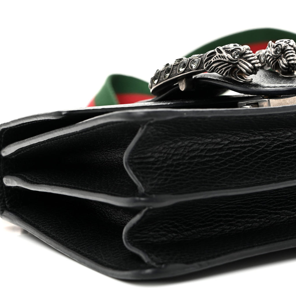 Dollar Calfskin Crystal Web Mini Dionysus Bamboo Top Handle Bag Black Black Diamond wholesalehk.shop