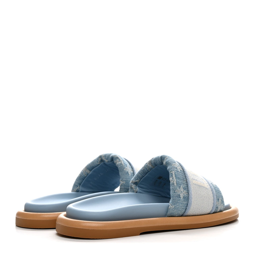 Monogram Denim LV Bliss Womens Comfort Mules 36.5 Turquoise £¨ Direct shipment via from wholesalehk.shop