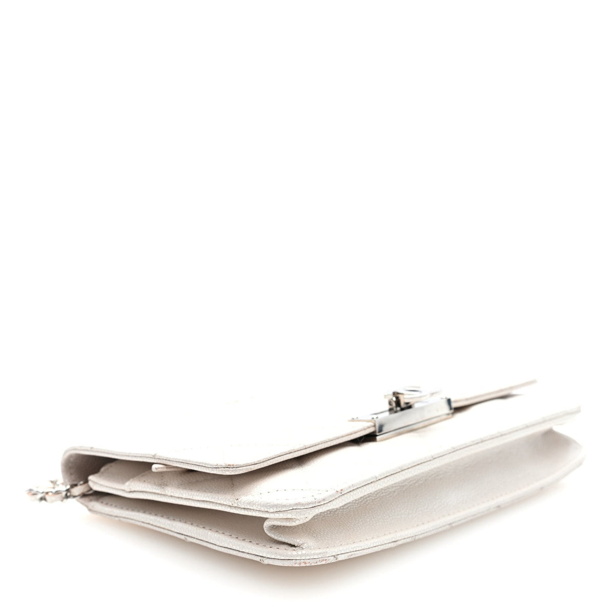 Iridescent Caviar Quilted Golden Class Wallet On Chain WOC White wholesalehk.shop