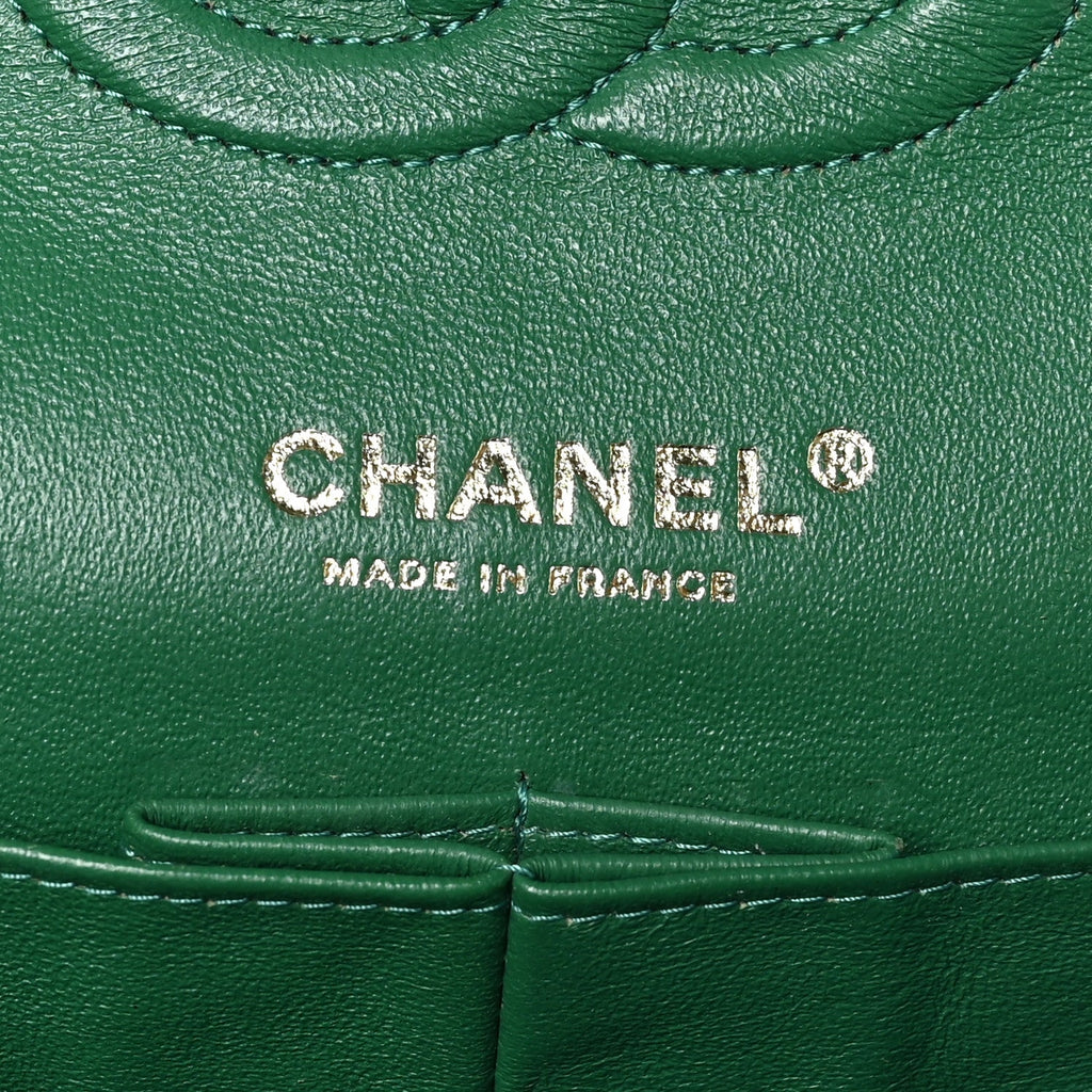 Metallic Caviar Quilted Medium Double Flap Green wholesalehk.shop