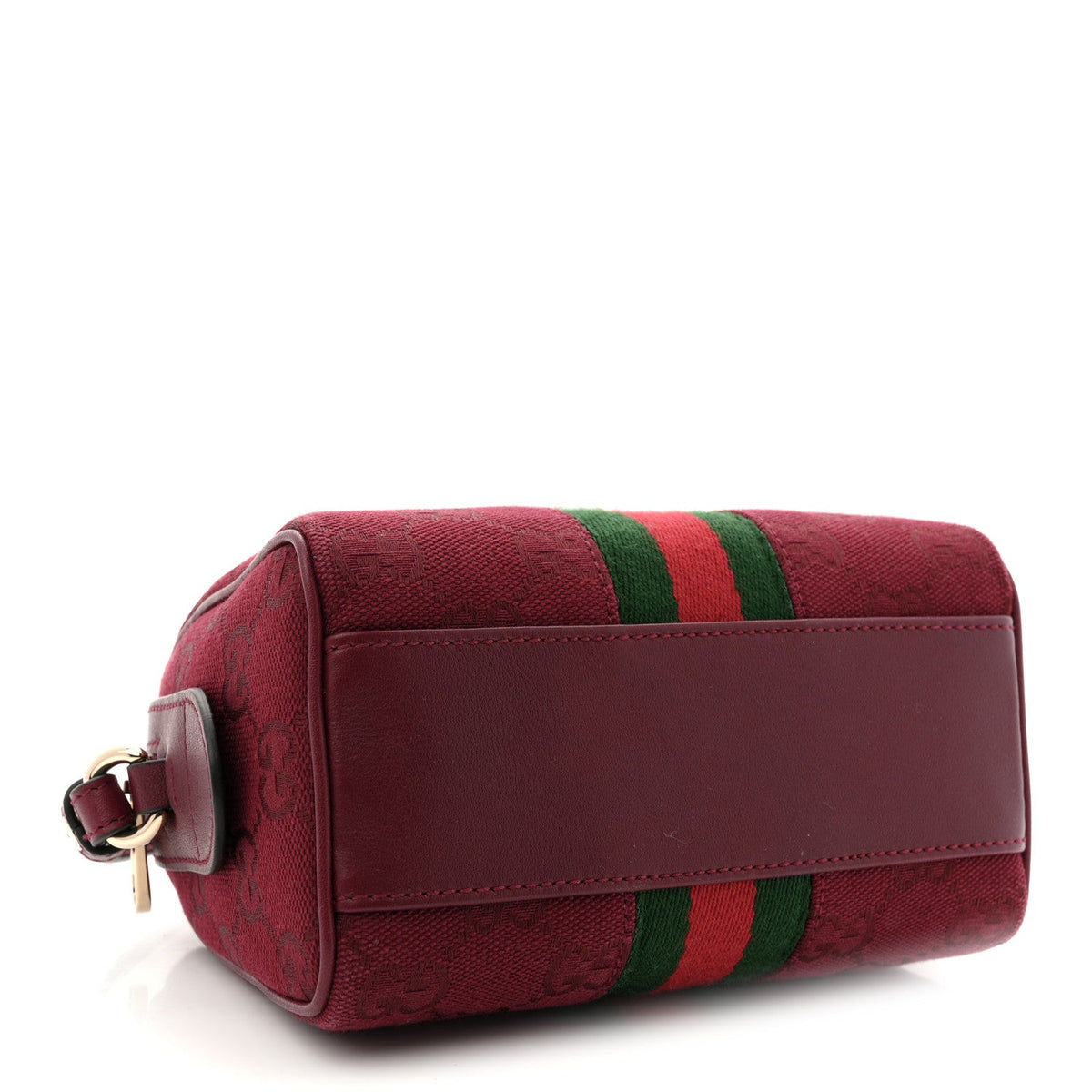 GG Supreme Monogram Textured Dollar Calfskin Web Super Mini Ophidia Top Handle Bowler Bag Rosso Ancora wholesalehk.shop