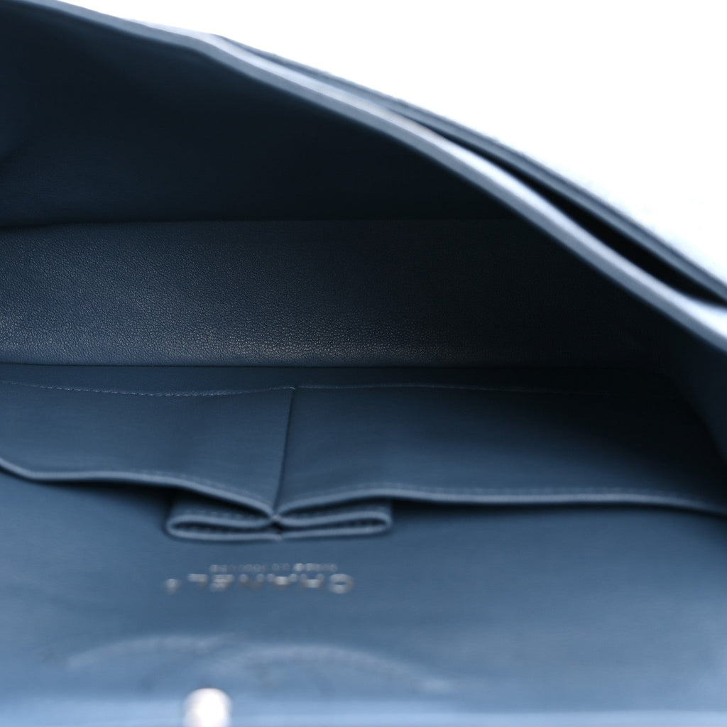 Caviar Quilted Medium Double Flap Blue wholesalehk.shop