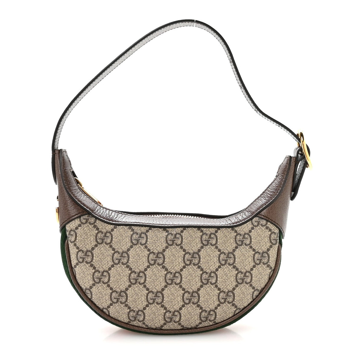 GG Supreme Monogram Textured Calfskin Web Mini Ophidia Half Moon Hobo Beige Ebony New Acero wholesalehk.shop