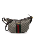 GG Supreme Monogram Web Small Ophidia Half Moon Hobo Brown wholesalehk.shop