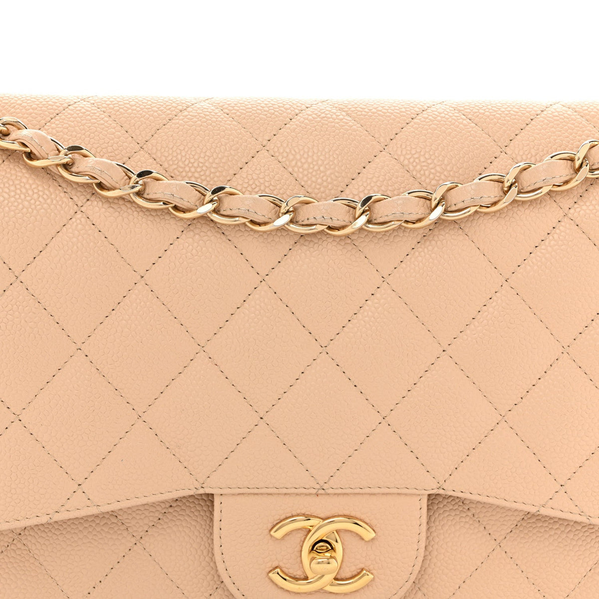 Caviar Quilted Jumbo Double Flap Beige Clair wholesalehk.shop
