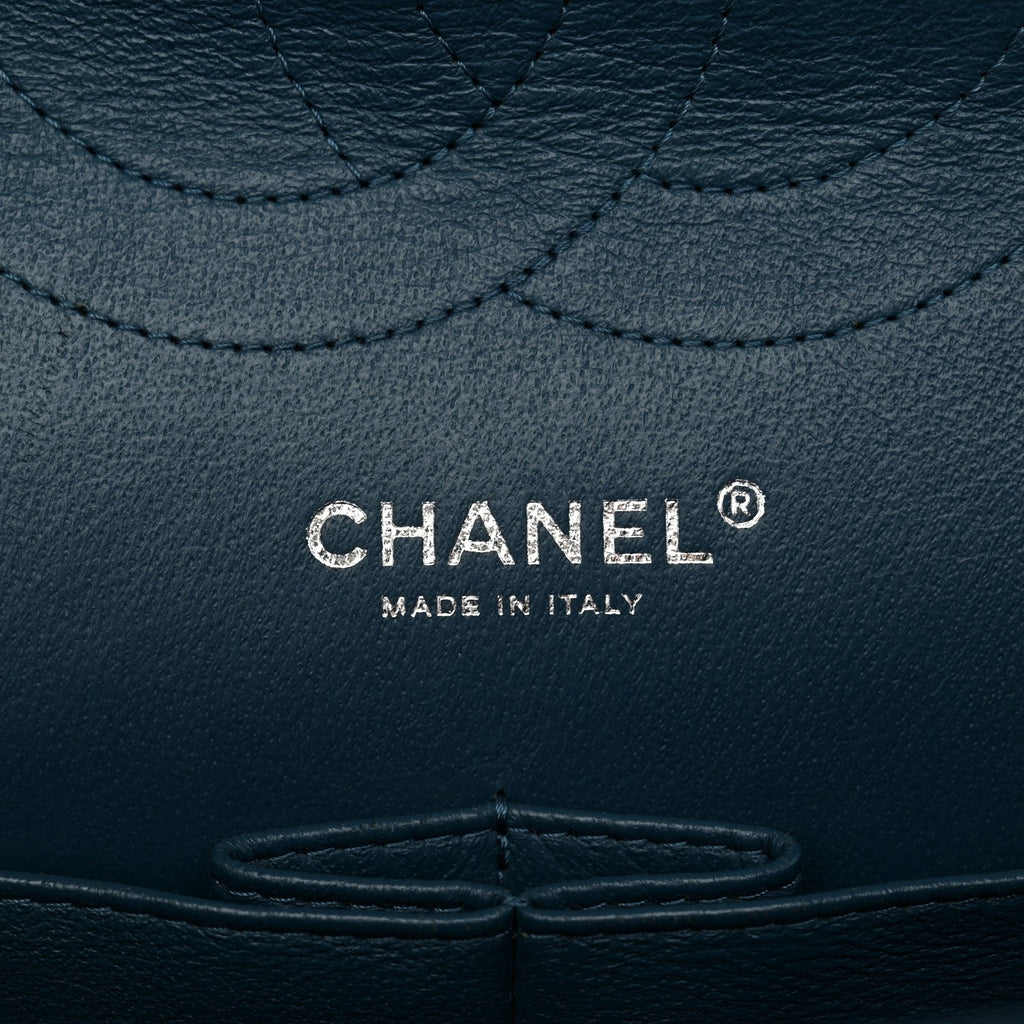 Metallic Caviar Quilted Jumbo Double Flap Dark Blue wholesalehk.shop