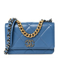 Lambskin Quilted Chanel 19 Wallet On Chain WOC Blue wholesalehk.shop