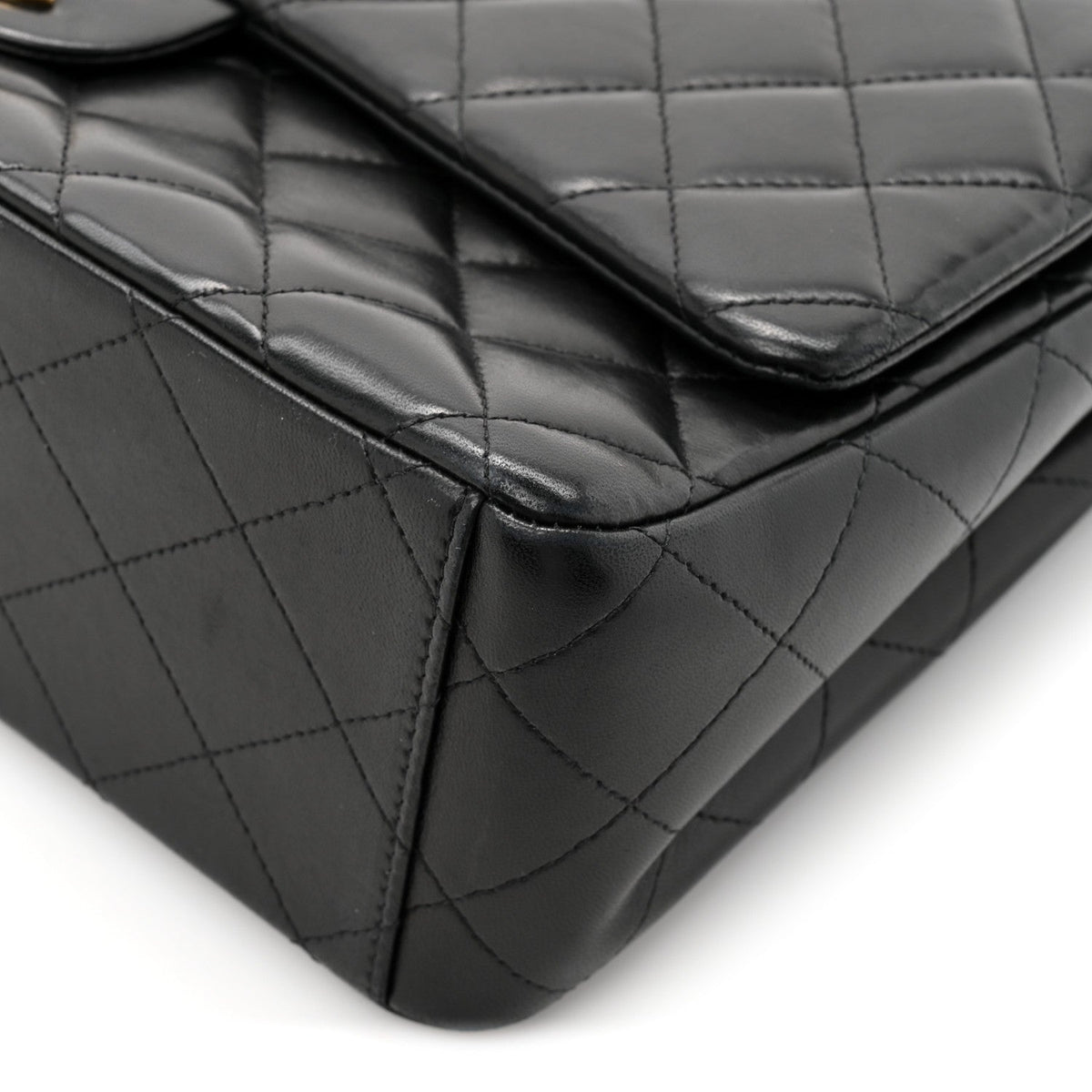 Lambskin Quilted Maxi Double Flap Black wholesalehk.shop