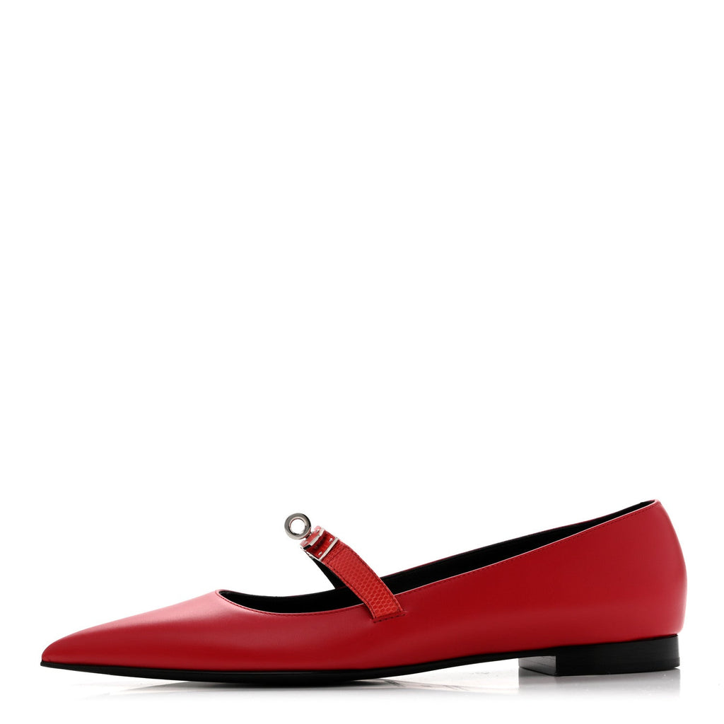 Lizard Calfskin Brillante Kelly Ballet Flat  38 Rouge Vif wholesalehk.shop