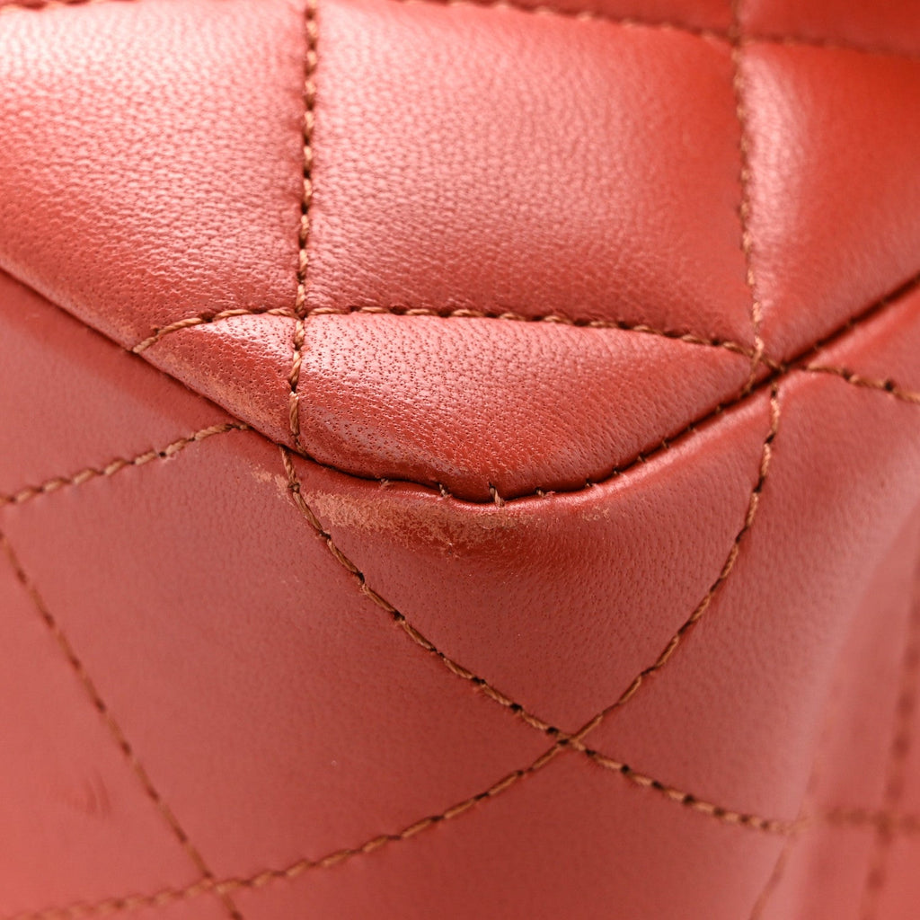 Lambskin Quilted Medium Double Flap Brown wholesalehk.shop