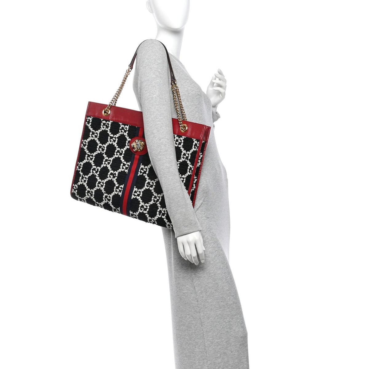 Tweed GG Monogram Large Rajah Chain Tote Romantic Cherry Black White wholesalehk.shop
