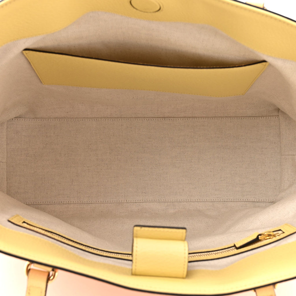Straw Textured Dollar Calfskin Cancun Medium Ophidia Shopping Tote Orange Yellow wholesalehk.shop