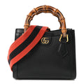 Textured Dollar Calfskin Web Mini Diana Tote Bag Black Dusty Grey wholesalehk.shop