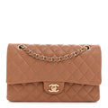 Lambskin Quilted Medium Double Flap Brown wholesalehk.shop
