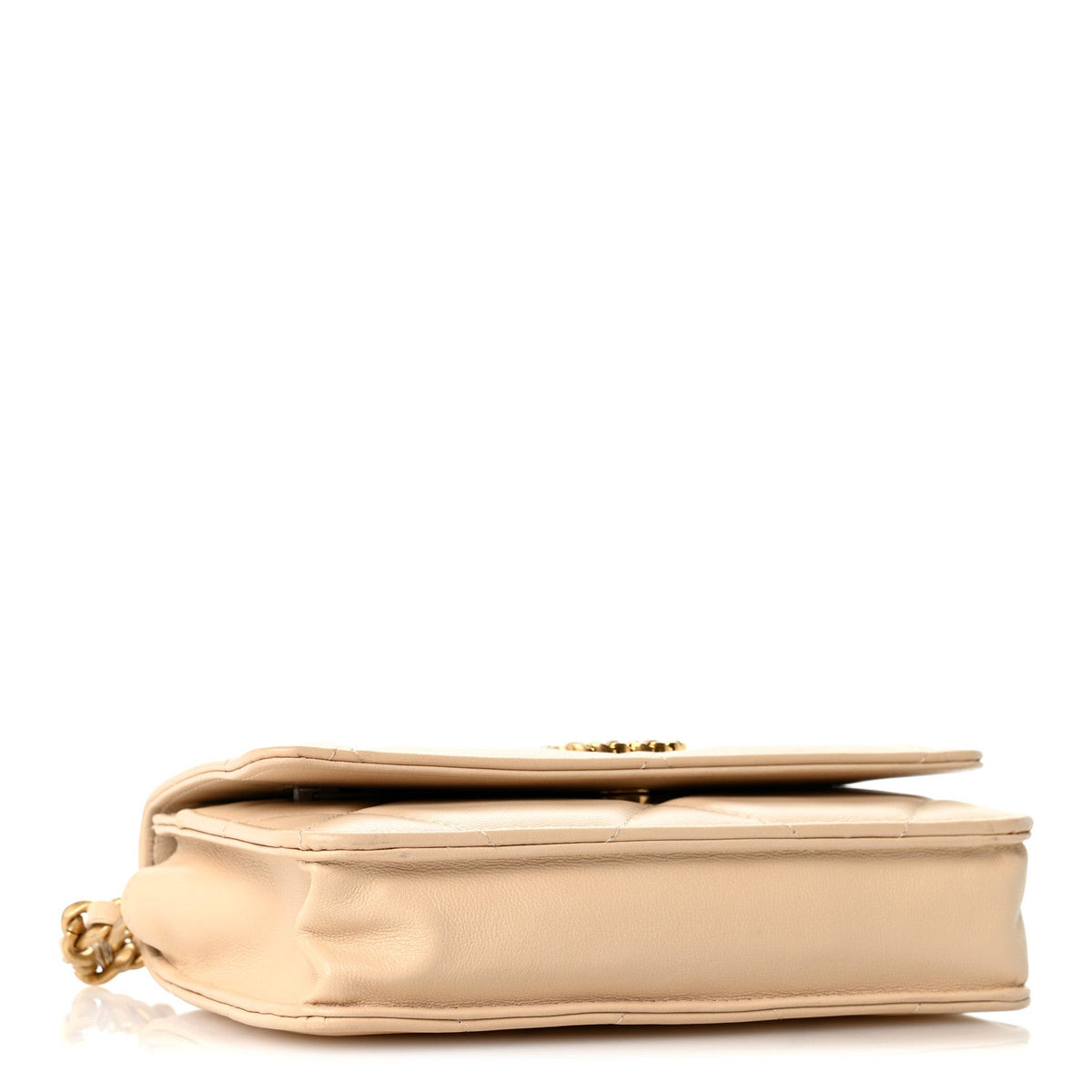 Lambskin Quilted Chanel 19 Wallet On Chain WOC Beige wholesalehk.shop
