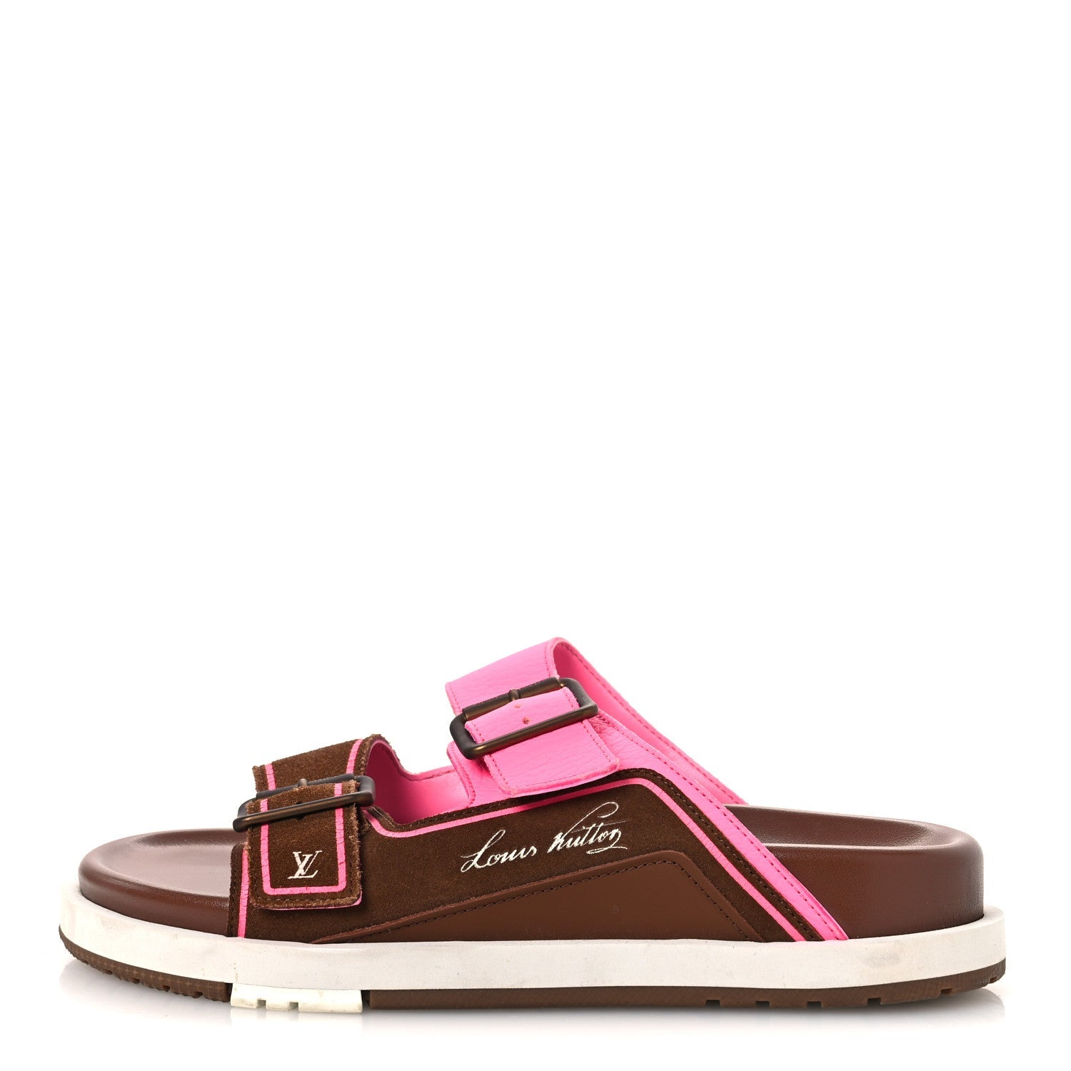 Mix Materials Mens LV Script Trainer Mules 6 Brown Pink £¨ Direct shipment via from wholesalehk.shop