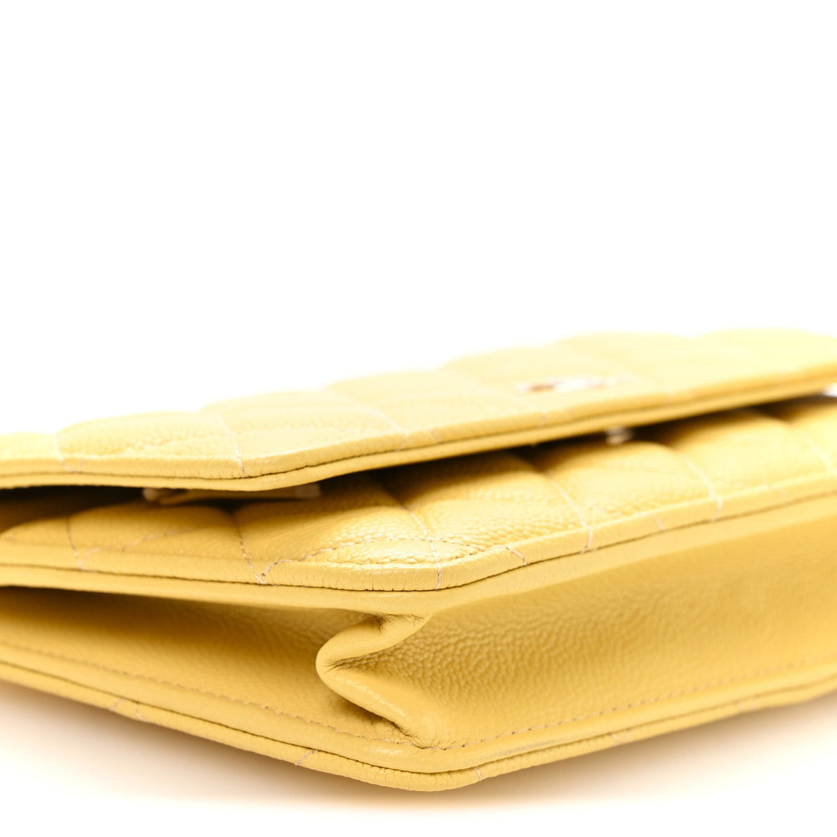 Caviar Quilted Tiny CC Wallet On Chain WOC Yellow wholesalehk.shop
