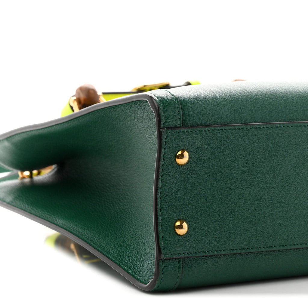 Wonka Grain Calfskin Small Diana Tote Bag Green Yellow Fluo wholesalehk.shop