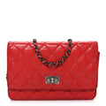 Glazed Calfskin Quilted Reissue Wallet On Chain WOC Red wholesalehk.shop
