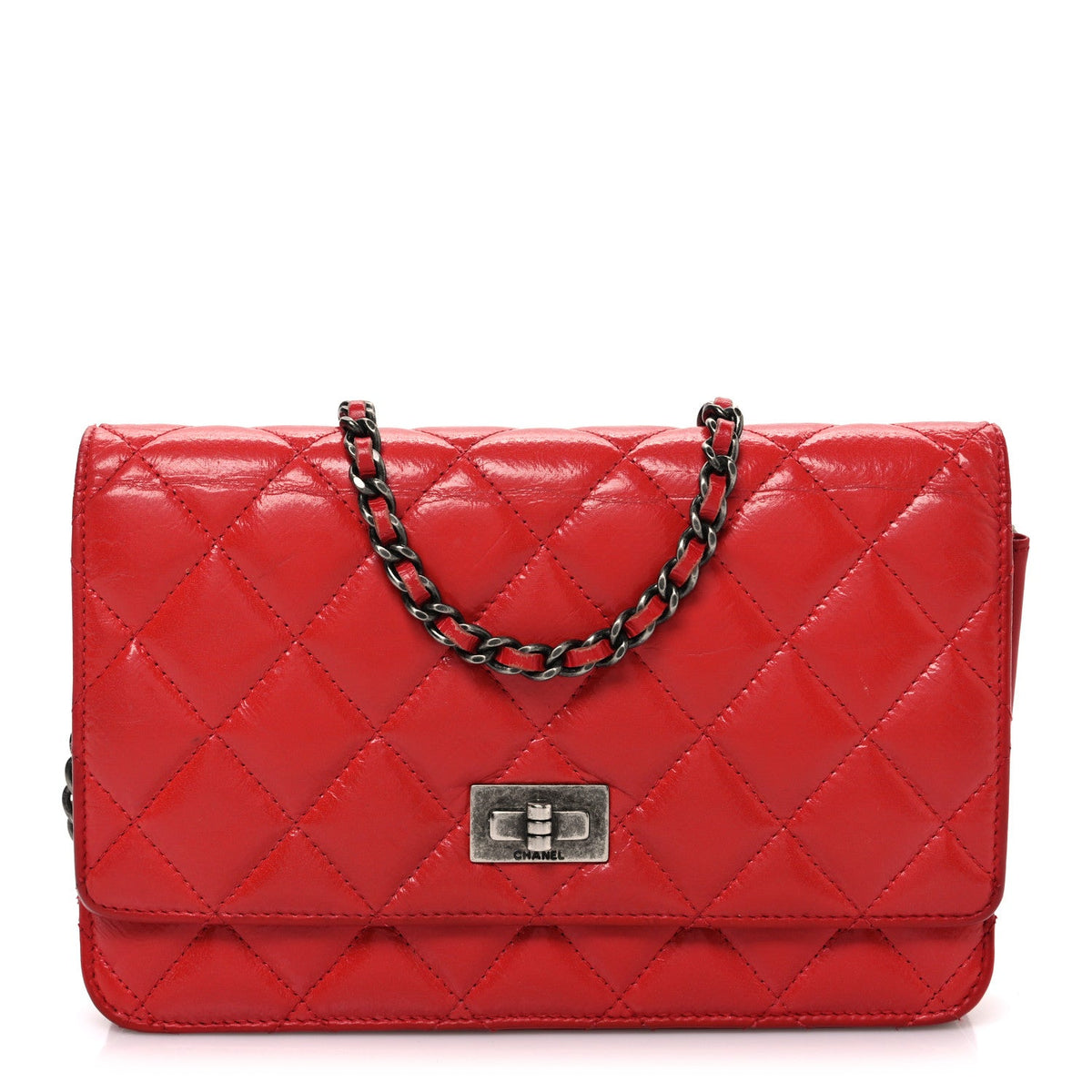 Glazed Calfskin Quilted Reissue Wallet On Chain WOC Red wholesalehk.shop