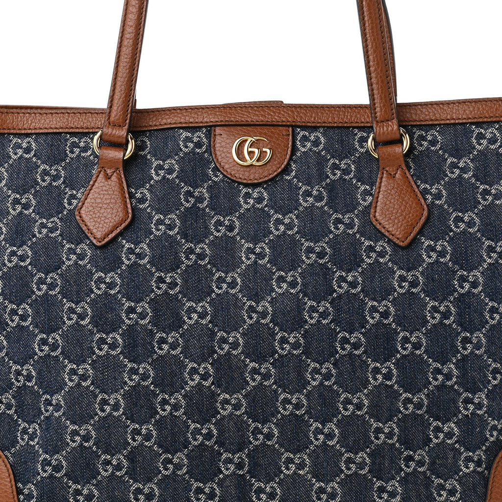 New Denim GG Monogram Medium Ophidia Shopping Tote Blue Tea Cuir wholesalehk.shop