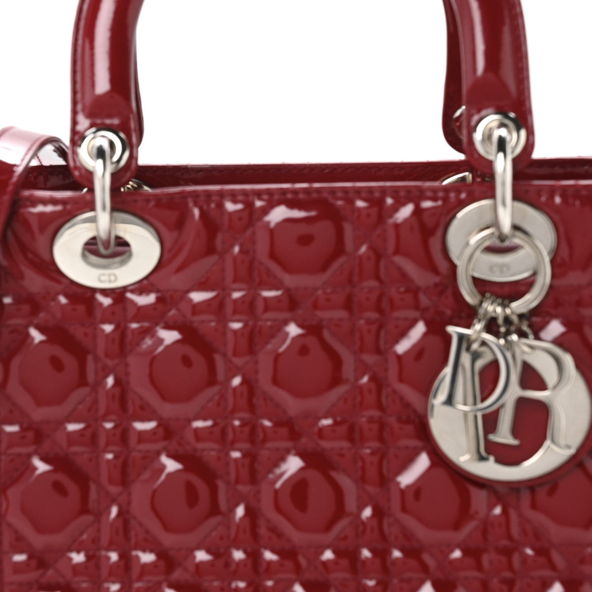 Patent Cannage Medium Lady Dior Red wholesalehk.shop