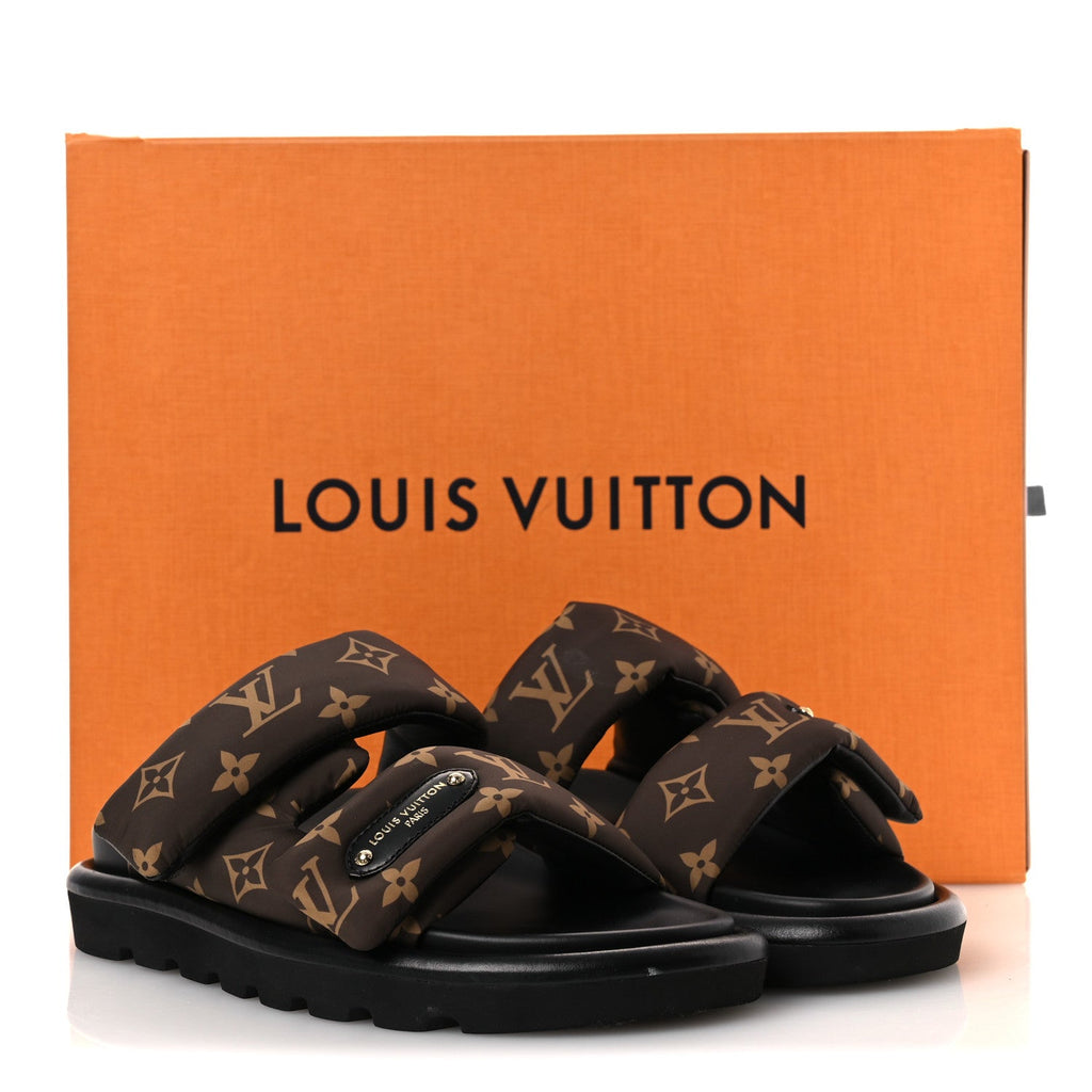 Nylon Monogram LV Pool Pillow Flat Comfort Mule 37 Cacao Brown 37 Cacao Brown £¨ Direct shipment via from wholesalehk.shop