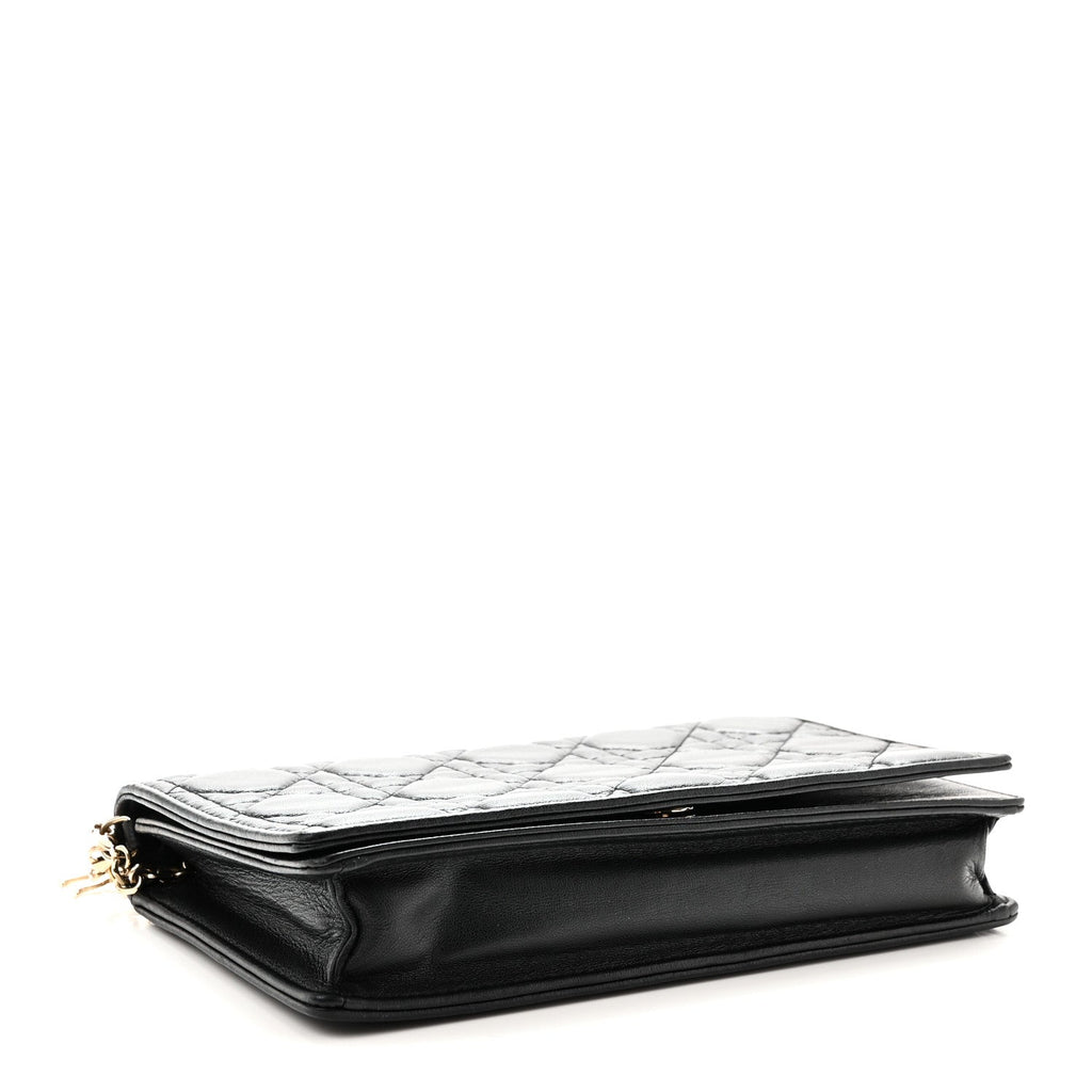 Lambskin Cannage Lady Dior Pouch Black wholesalehk.shop