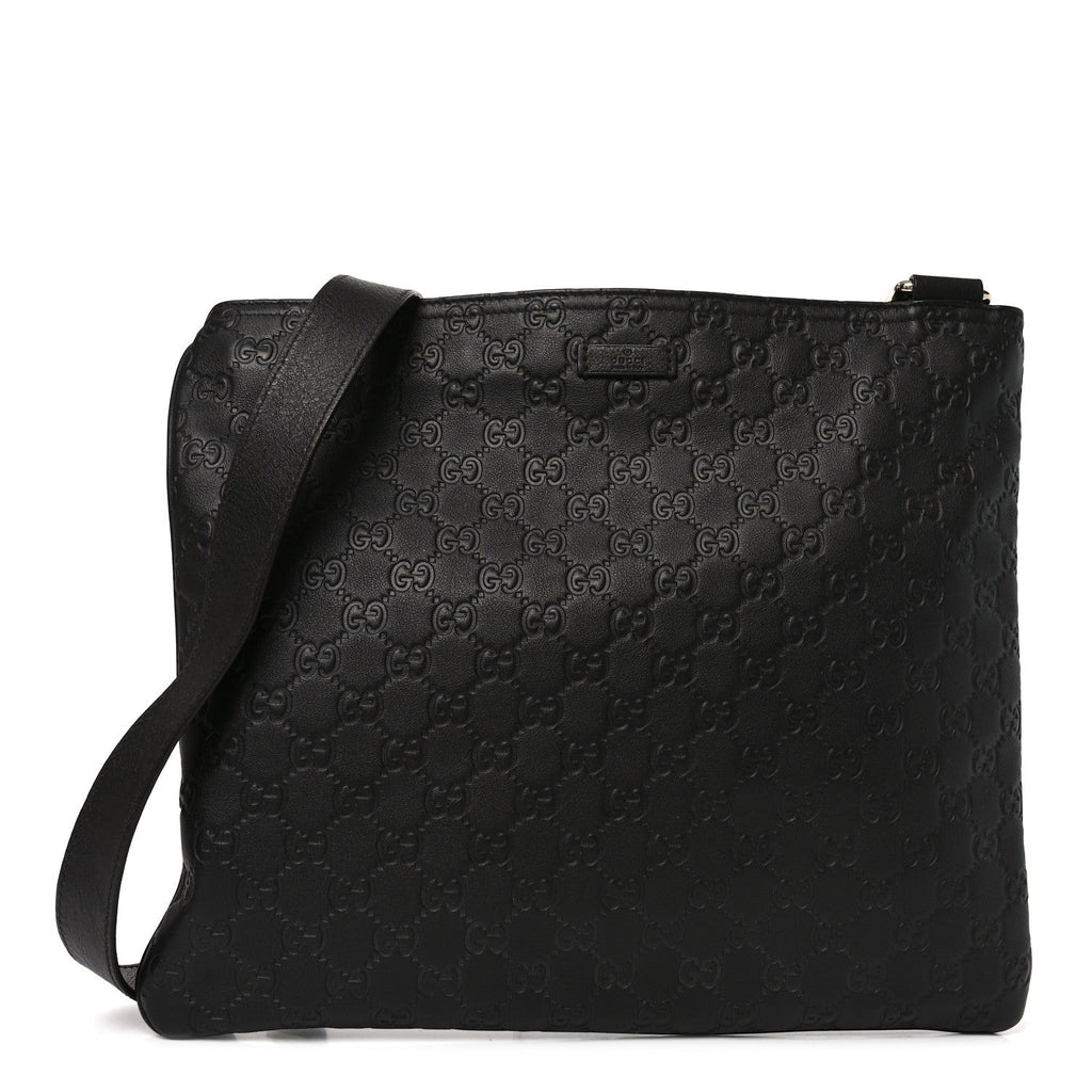 Guccissima Medium Flat Messenger Bag Black £¨ Direct shipment via from wholesalehk.shop