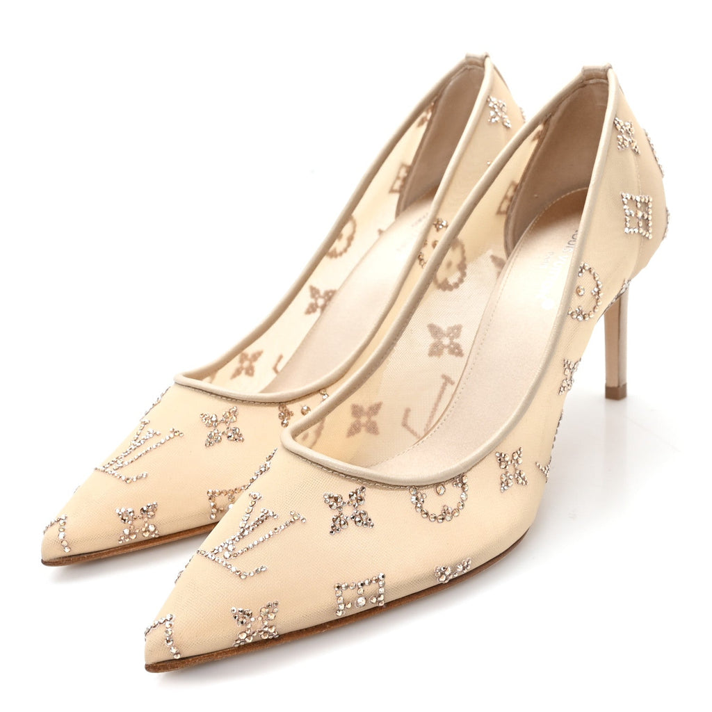 Monogram Mesh Strass Gala Pumps 35 Nude £¨ Direct shipment via from wholesalehk.shop