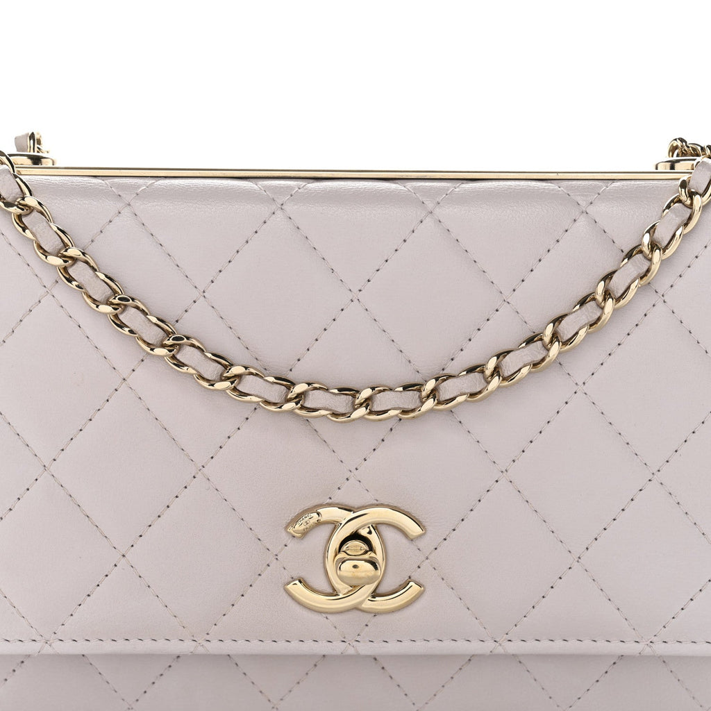 Lambskin Quilted Trendy CC Wallet On Chain WOC Lilac wholesalehk.shop