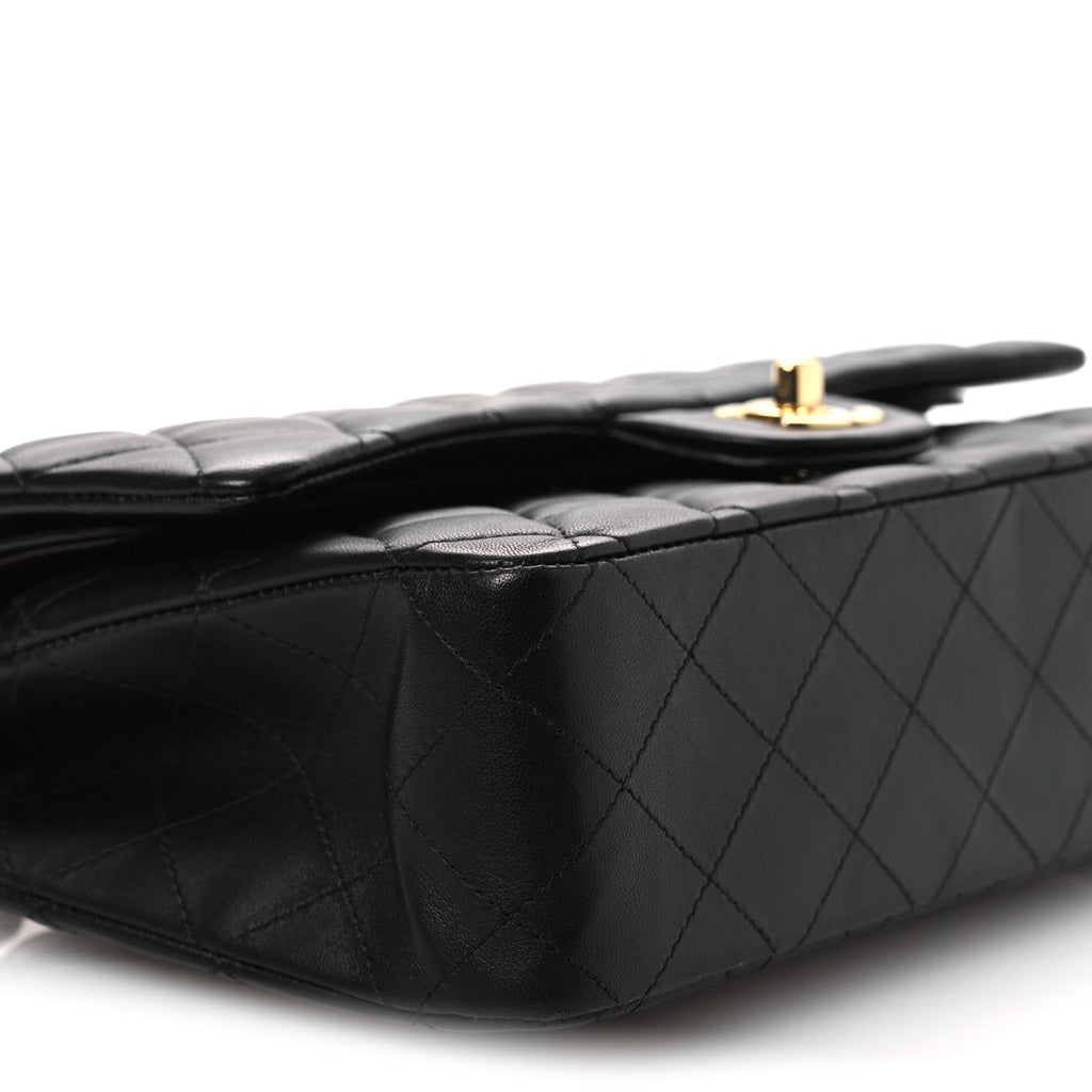 Lambskin Quilted Medium Double Flap Black wholesalehk.shop
