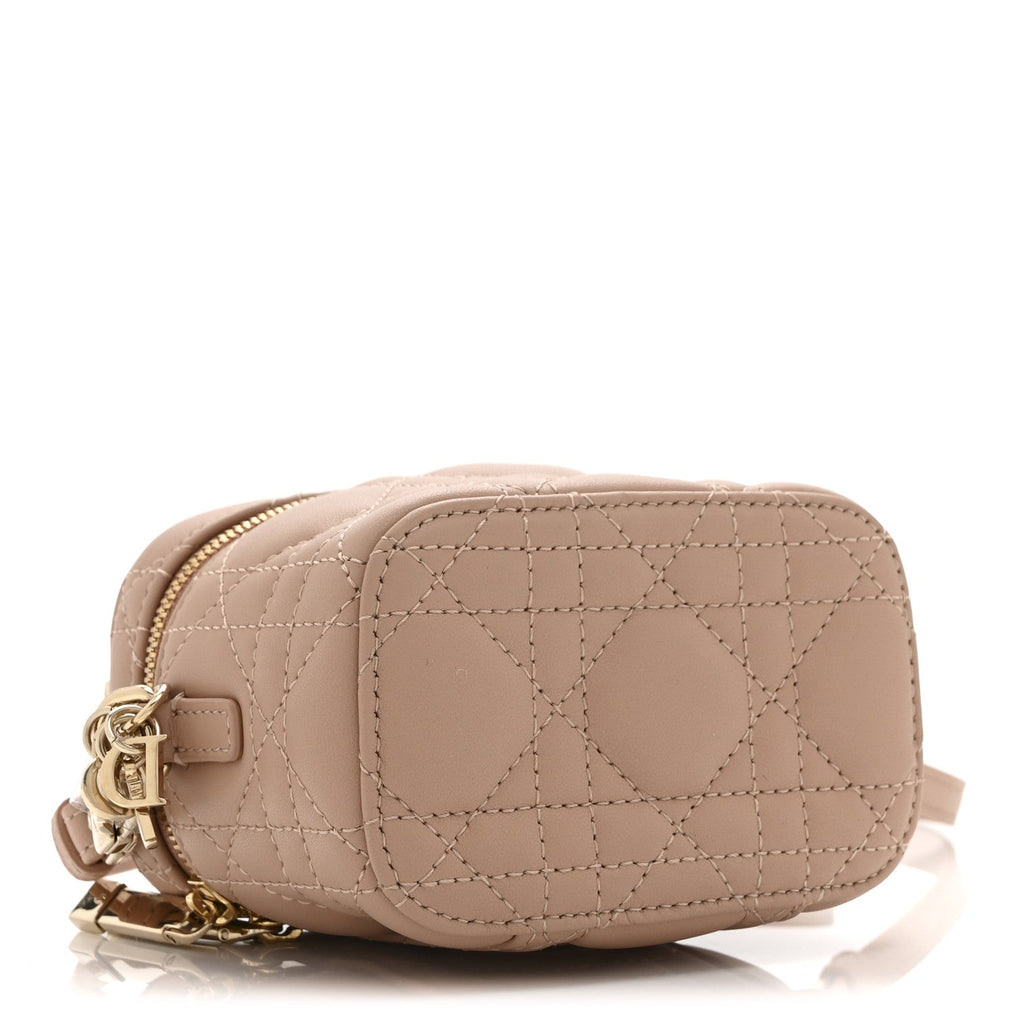 Lambskin Cannage Micro Lady Dior Vanity Case Rose Des Vents wholesalehk.shop