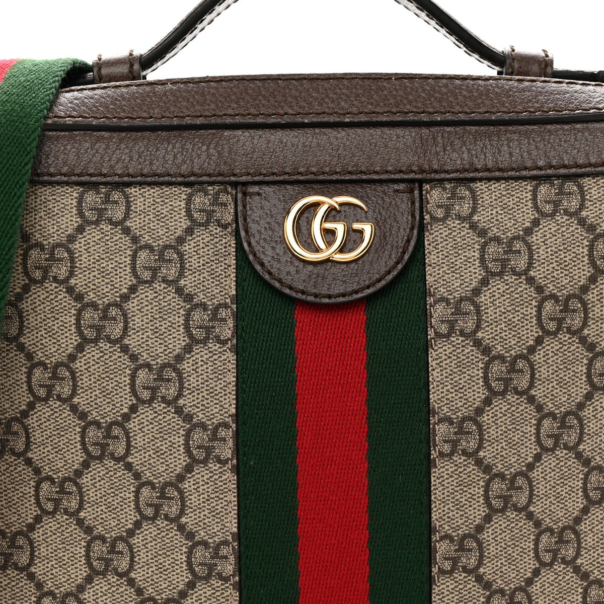GG Supreme Monogram Web Small Ophidia Top Handle Shoulder Bag Brown wholesalehk.shop