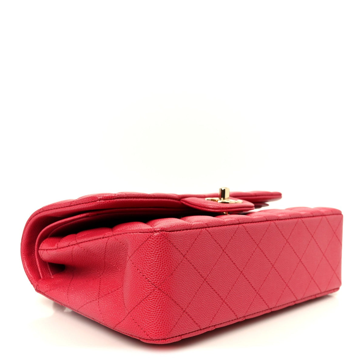 Caviar Quilted Small Double Flap Dark Pink wholesalehk.shop
