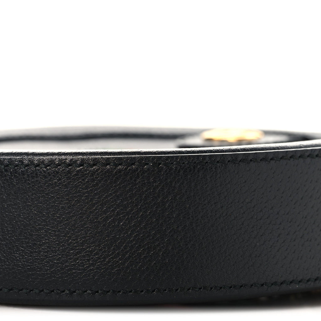 Grained Calfskin Web Mini Ophidia Round Shoulder Bag Black wholesalehk.shop