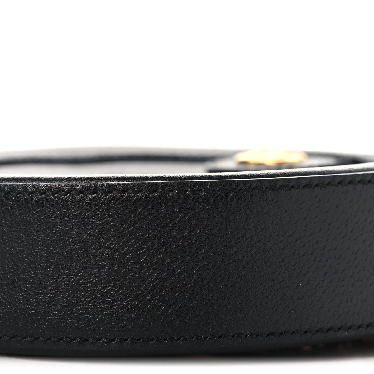 Grained Calfskin Web Mini Ophidia Round Shoulder Bag Black wholesalehk.shop