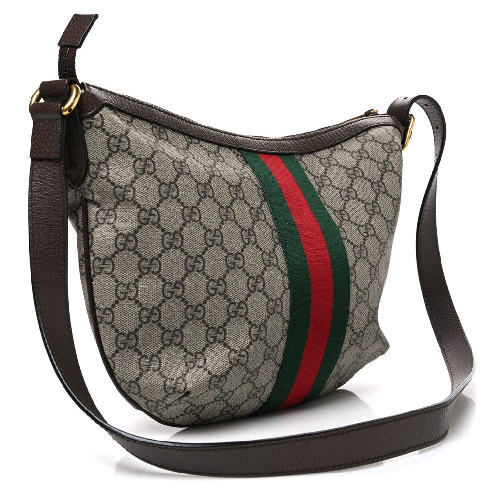 GG Supreme Monogram Web Small Ophidia Half Moon Hobo Brown wholesalehk.shop