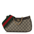 GG Supreme Monogram Textured Dollar Calfskin Web Small Ophidia GG Handbag Beige Ebony New Acero wholesalehk.shop