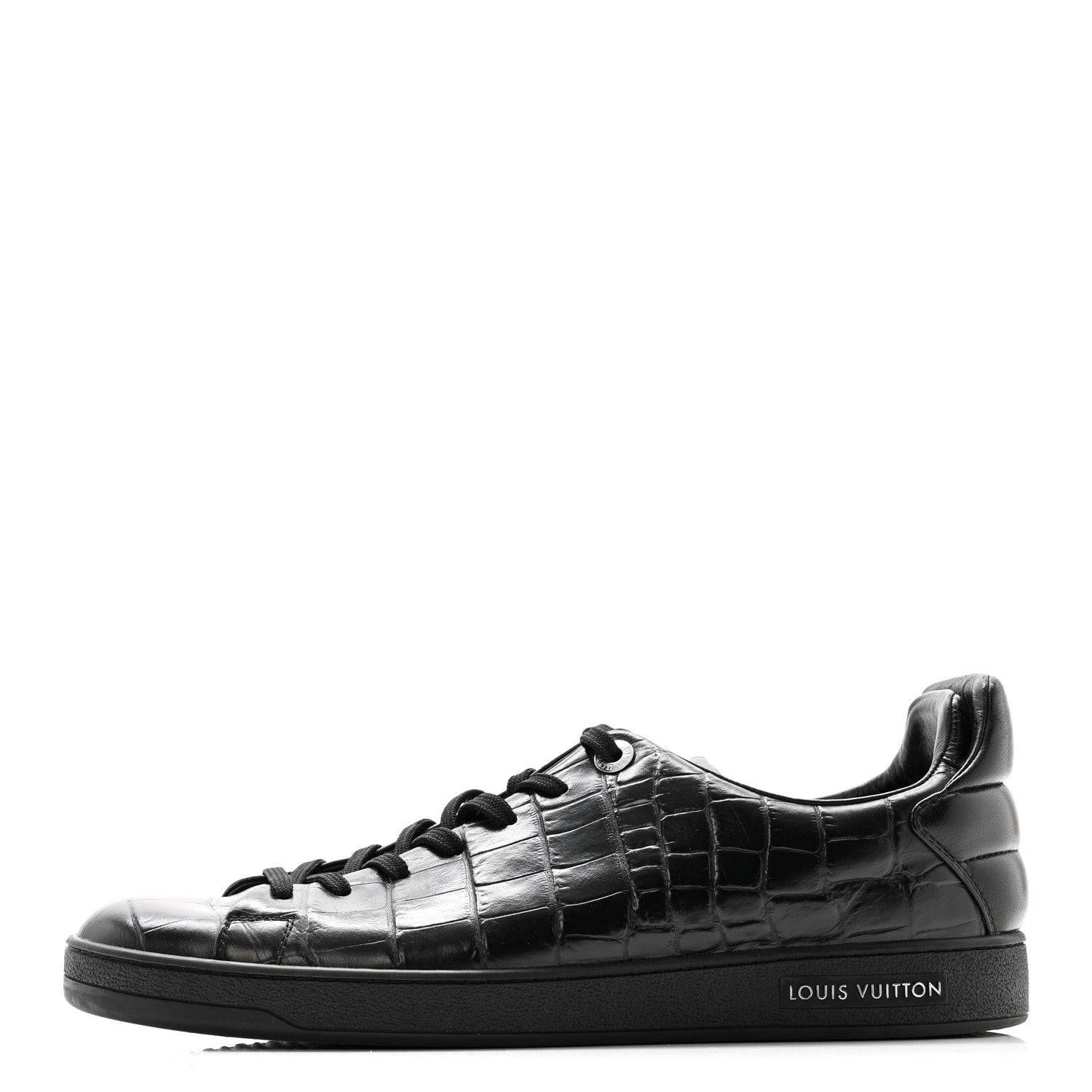 Calfskin Crocodile Embossed Frontrow Mens Sneakers 8 Black £¨ Direct shipment via from wholesalehk.shop
