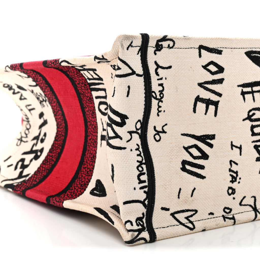 Canvas Embroidered Medium Dioramour Graffiti Book Tote Latte Multicolor £¨ Direct shipment via from wholesalehk.shop