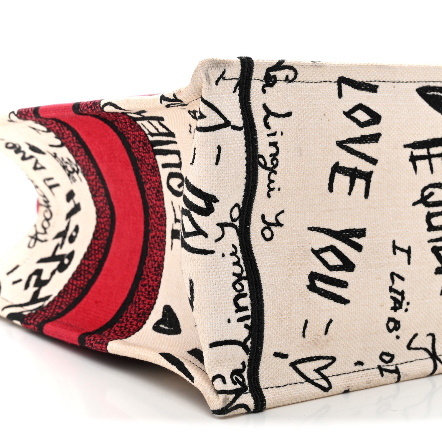 Canvas Embroidered Medium Dioramour Graffiti Book Tote Latte Multicolor £¨ Direct shipment via from wholesalehk.shop