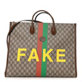GG Supreme Monogram Fake/Not Large Retro Interlocking G Tote Bag Beige Brown Sugar wholesalehk.shop