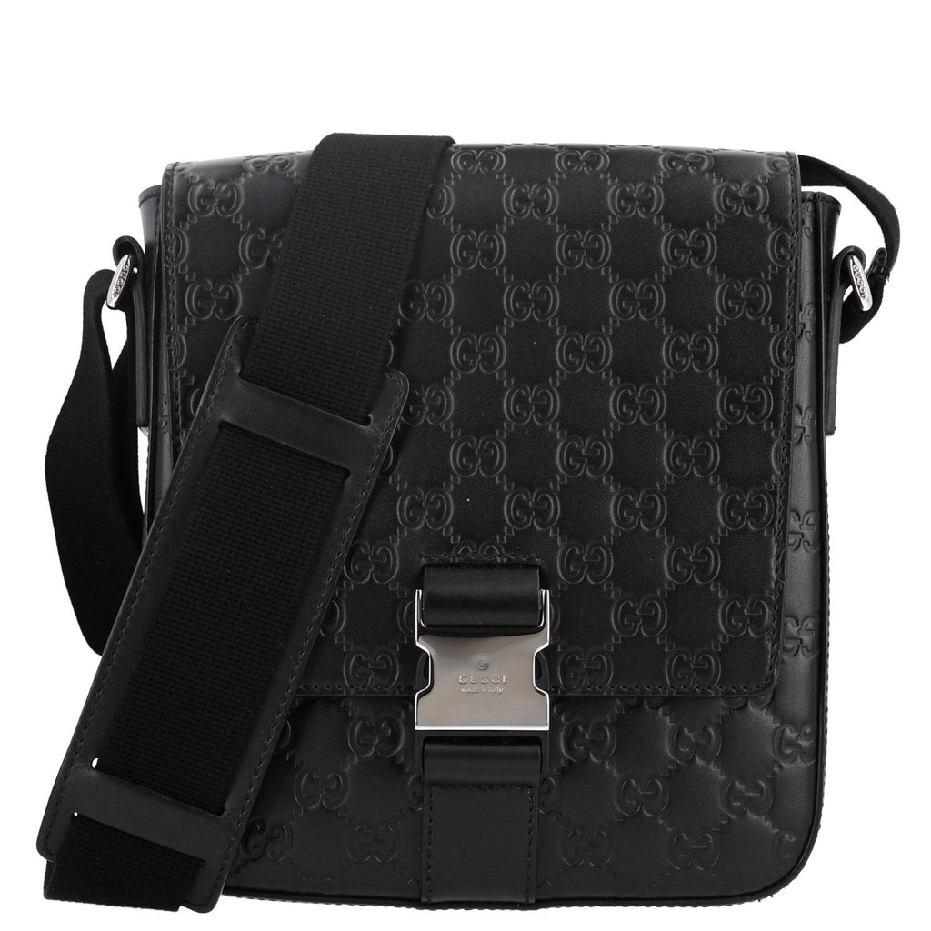 Guccissima Signature Single Buckle Flap Messenger Bag Black £¨ Direct shipment via from wholesalehk.shop