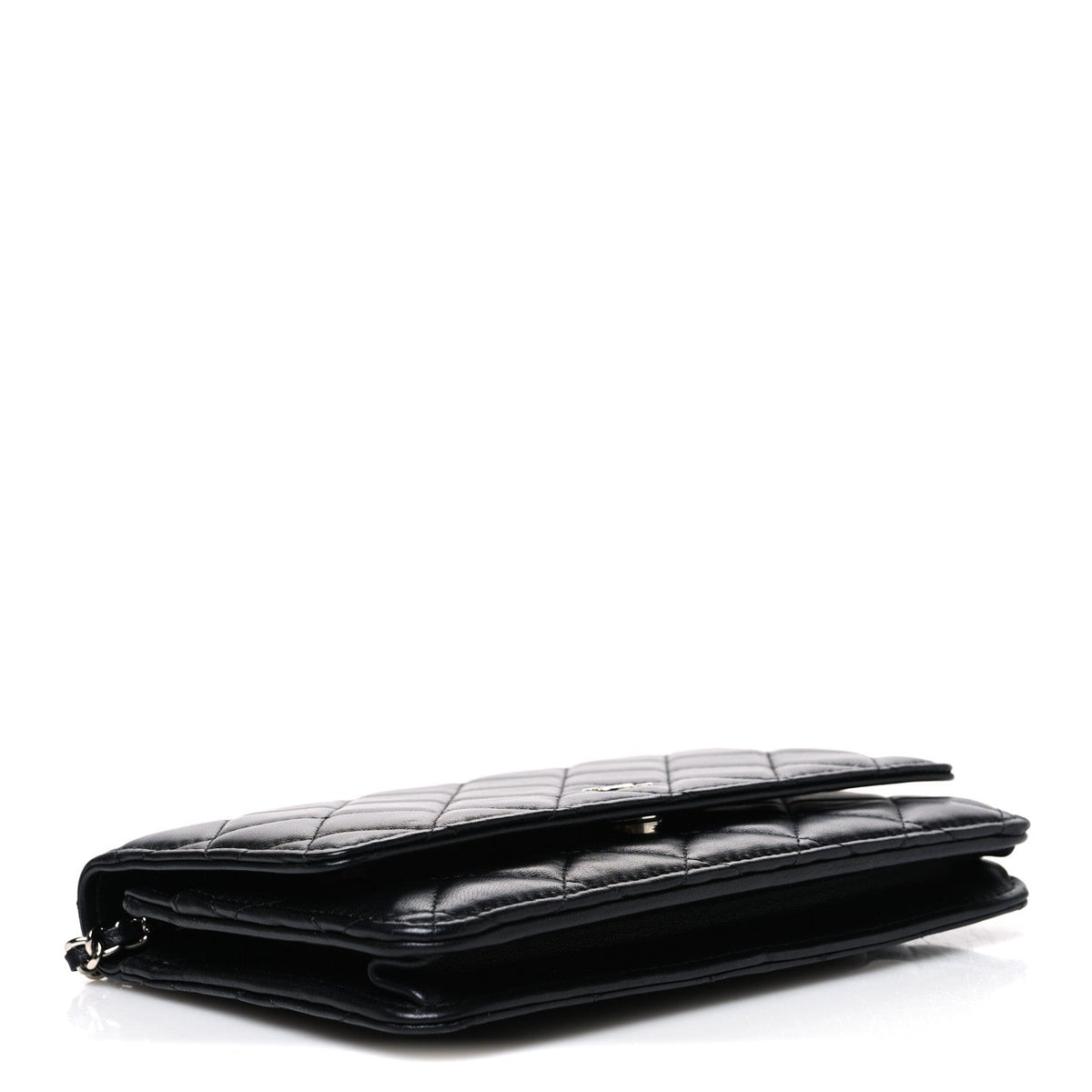 Lambskin Quilted Wallet On Chain WOC Black wholesalehk.shop