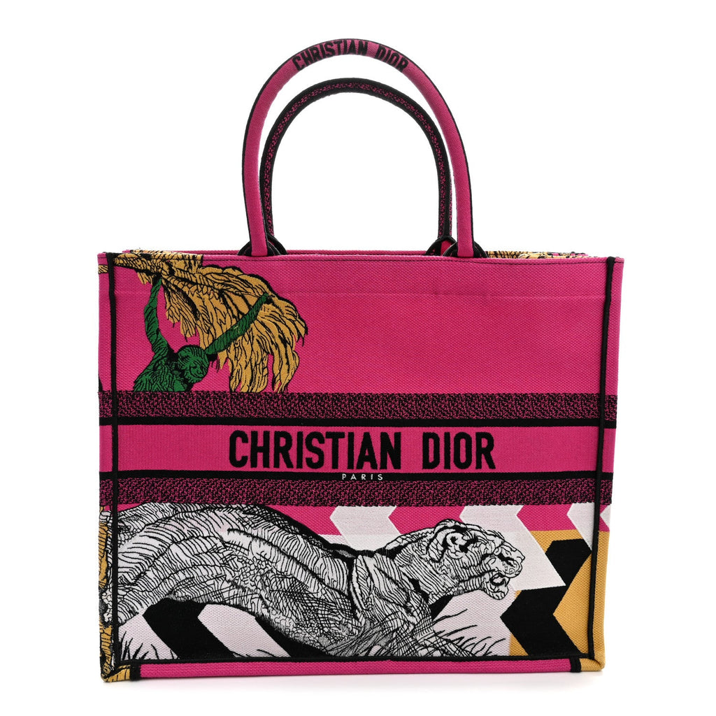 Canvas Embroidered Large Jungle Pop Book Tote Fuchsia Multicolor £¨ Direct shipment via from wholesalehk.shop